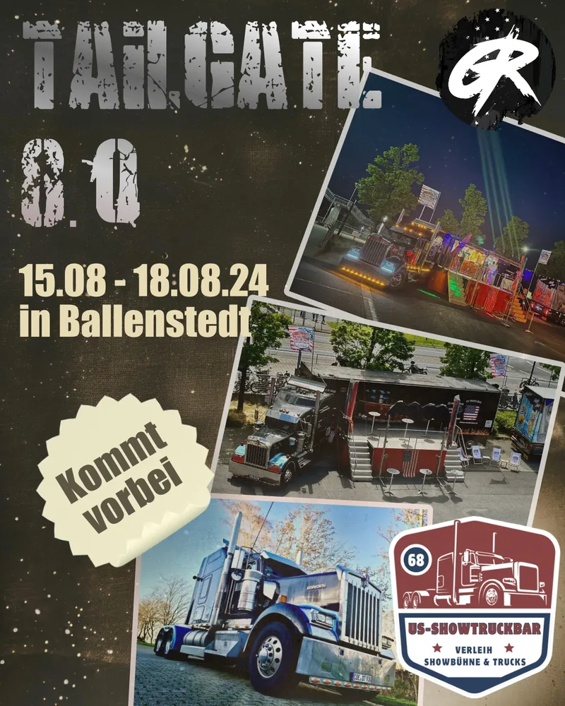 Veranstaltungsplakat der Tailgate 8.0, 15. bis 18. August 2024 in Ballenstedt