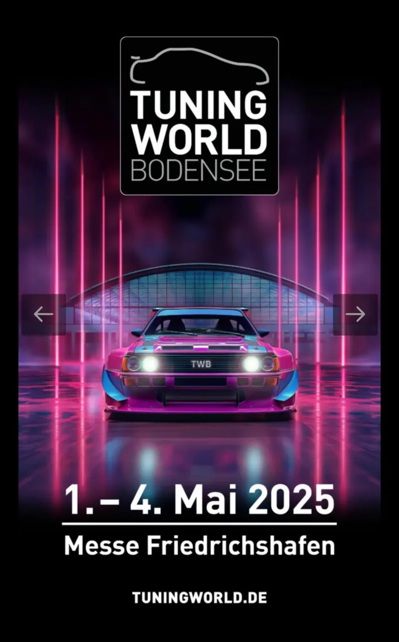 Plakat der Tuning World Bodensee 2025 in Friedrichshafen